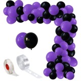 Set 150 Baloane Arcadă Mov Negru - Decoratiuni Evenimente, Aniversare, Nunta, Botez - Kit Montaj Inclus