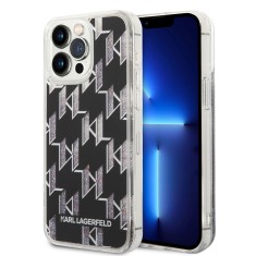Husa Karl Lagerfeld iPhone 14 Pro Max Hardcase Liquid Glitter, Monogram, negru, KLHCP14XLMNMK foto