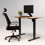 Pachet Smart Combo, Birou electric SmartAdjust, reglabil, controler sus/jos, 1 motor, cadru negru, blat crem 120x60 cm, Scaun ergonomic, tetiera, spat, Dab4Office