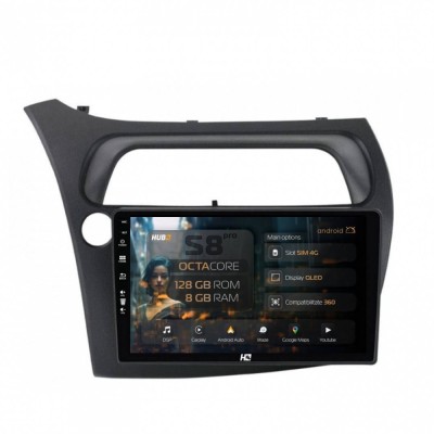 Navigatie Honda Civic Hatchback (2006-2011) 8GB RAM Android 13 Octacore Slot Sim 4G DSP GPS Wi-FI Carplay Android Auto USB Bluetooth Waze Touchscreen foto