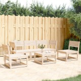 Set canapea gradina 5 piese vidaXL, lemn masiv pin, modular, rustic, terasa, curte, 63.5x73x78 cm
