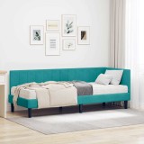VidaXL Cadru de pat colțar cu saltea Turcoaz 80 x 200 cm Catifea 3393886