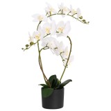 vidaXL Plantă de orhidee artificială cu ghiveci Alb 45 x 15 x 65 cm 42042079