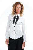 Cumpara ieftin Camasa dama office alba cu jabou negru din dantela, 42, T&#039;esha
