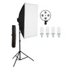 Softbox cu soclu de 4 becuri, trepied reglabil 200 cm, 4 becuri de 150W, geanta de transport inclusa