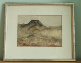 Tablou vintage peisaj arid - autor neidentificat -, Peisaje, Tempera, Altul