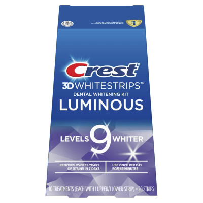 Benzi Albire Dinti, Crest Whitestrips 3D Luminous, 9% Concentratie, Tratament 10 Zile, 20 benzi foto