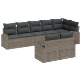 Set de 8 Piese de Canapea de Grădină cu Pernuțe Gri din Ratan PE