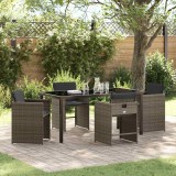 Cumpara ieftin Set de masă pentru grădină cu pernă 5 pcs Gri Rattan poli