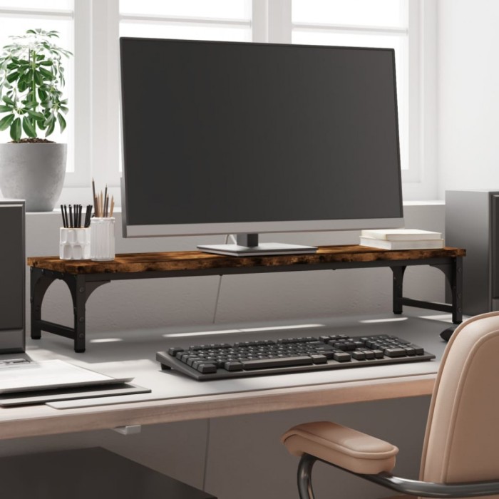 vidaXL Suport de monitor, stejar fumuriu, 85x23x15,5 cm, lemn compozit