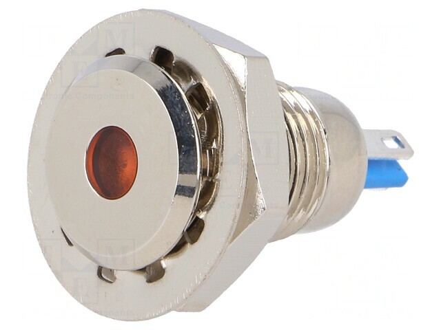 Lampă LED portocalie 12VDC &Oslash;12mm IP67 alamă
