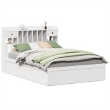 Cumpara ieftin Cadru de pat fara saltea, alb, 140x190 cm, lemn masiv de pin