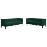 Cumpara ieftin Set canapele Chesterfield cu perne rulou 2 piese verde catifea
