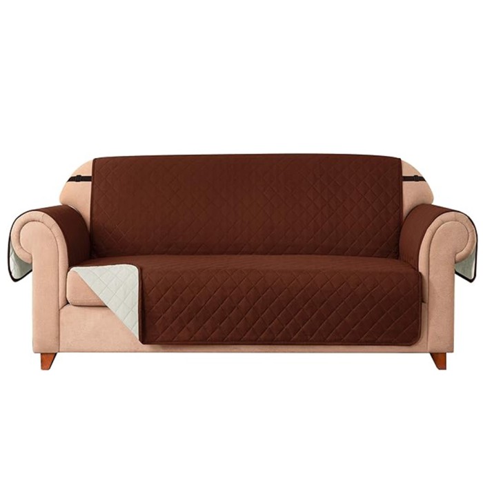 Cuvertura matlasata canapea 3 locuri, AllizBan, 170 x 270 cm, model romburi, doua fete, protejati canapea, Maro