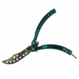Briceag fluture de antrenament IdeallStore&reg;, Military Chief, otel inoxidabil, 24 cm, verde, husa inclusa
