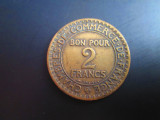 Franta _ 2 francs 1922 _ moneda din bronz, Europa