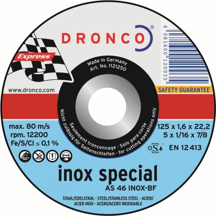 Disc debitat inox SPC, AS 64 T 125 x 1.6 x 22.23 mm