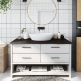 vidaXL Blat de baie, maro &icirc;nchis, 100x60x(2-4) cm, lemn masiv tratat