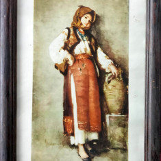Litografie după Grigorescu-"Fata cu urciorul"