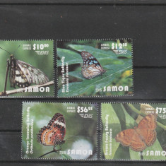 Samoa 2015-Fauna,Insecte,Fluturi,4 valori,dantelate,MNH,Mi.1259-1262