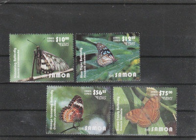 Samoa 2015-Fauna,Insecte,Fluturi,4 valori,dantelate,MNH,Mi.1259-1262 foto