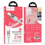 Cablu Date si Incarcare Hoco, USB-C to Lightning, PD27W, Fast Charge, Braided, Anti-Bending, QC3.0, Crystal,