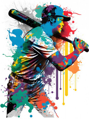 Sticker decorativ, Jucator Baseball, Multicolor, 79 cm, 1335STK-4 foto