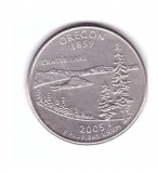 Moneda SUA 25 centi/quarter dollar 2005 D, Oregon 1859 Crater Lake, stare buna, America de Nord, Cupru-Nichel