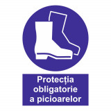 Sticker Avertizare &quot;Protectia obligatorie a picioarelor&quot;, 15x20cm, albastru, Palmonix