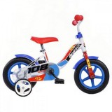 Cumpara ieftin Bicicleta copii Dino Bikes 10" 108 Sport, roti ajutatoare, cadru otel, albastru/alb, Italia
