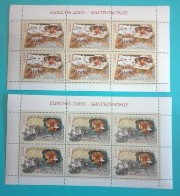 TIMBRE ROM&amp;Acirc;NIA LP1683b/2005 EUROPA 2005 GASTRONOMIE minicoli 6 timbre MNH foto