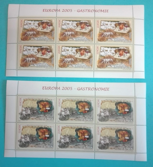 TIMBRE ROM&Acirc;NIA LP1683b/2005 EUROPA 2005 GASTRONOMIE minicoli 6 timbre MNH