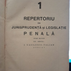 REPERTORIU DE JURISPRUDENTA SI LEGISLATIE PENALA 1938 - I. VASILESCU VALJAN