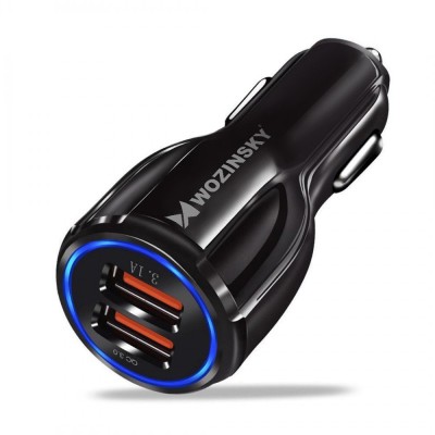 Incarcator Auto USB WZK WCC-02, Quick Charge 3.0, 2 X USB, Negru foto