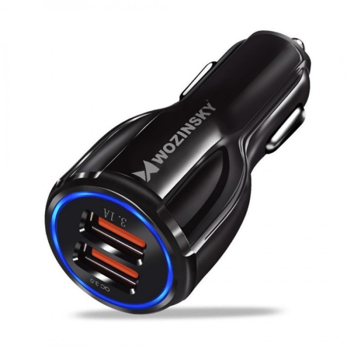 Incarcator Auto USB WZK WCC-02, Quick Charge 3.0, 2 X USB, Negru