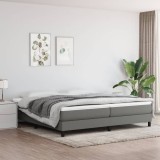 vidaXL Pat box spring cu saltea, gri &icirc;nchis, 200x200 cm, textil
