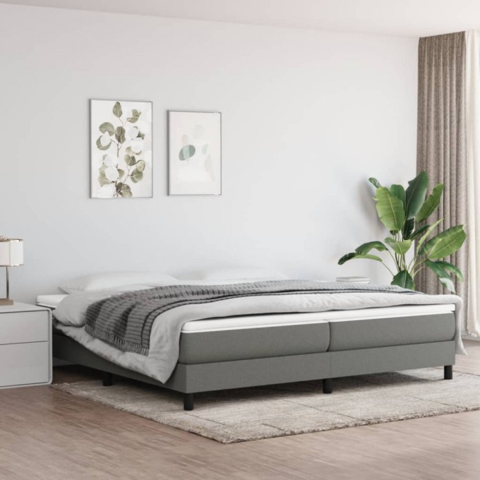 vidaXL Pat box spring cu saltea, gri &icirc;nchis, 200x200 cm, textil 3144102