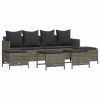 Set canapea de gradina cu perne, 5 piese, gri, poliratan