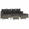 Set canapea de gradina cu perne, 5 piese, gri, poliratan