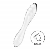 Dildo Texturat Din Sticla Borosilicata Dazzling Crystal 1, Transparent, 17.5 cm