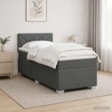 Cumpara ieftin Pat box spring cu saltea si LED Gri inchis 80 x 200 cm Tesatura