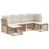 vidaXL Set de canapele de exterior cu pernă 6 pcs natural Poliester 3437526