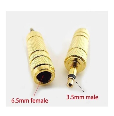 Adaptor audio mono JACK 6.3 mm mama la JACK 3.5 mm tata metal aurit foto