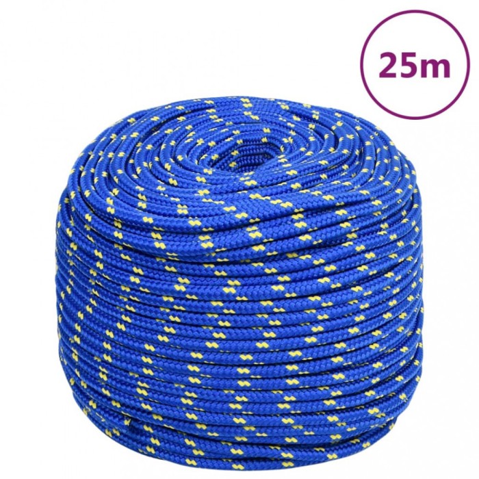 Fr&acirc;nghie de barcă, albastru, 10 mm, 25 m, polipropilenă