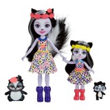 Set papusi surori Enchantimals Sage Skunk &amp;amp; Caper si Sabella Skunk &amp;amp; Striper, 3 ani+