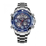 Ceas barbatesc de mana Fox Box Business Casual Fashion Elegant Digital Dual Time Argintiu