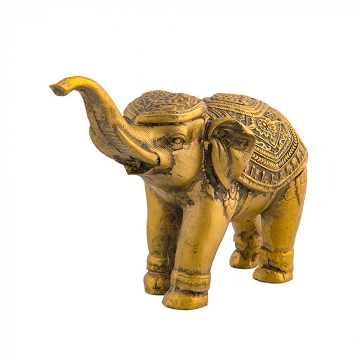Elefant auriu cu trompa in sus