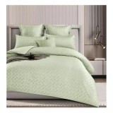 Cumpara ieftin Lenjerie de pat dublu Bumbac Finet cu Carouri 6 Piese cu Elastic, Verde - SIPRT4-11