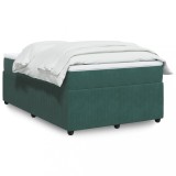Cumpara ieftin Gossi pat box spring cu saltea, verde inchis, 120x200 cm, catifea