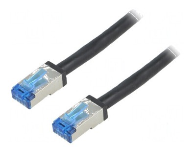 Patch cord S/FTP 6a litat Cu PE negru 1m 26AWG - cablu de rețea foto